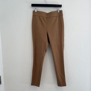 Loft - Windowpane Print Ponte Pants - Tan and Black - Size S